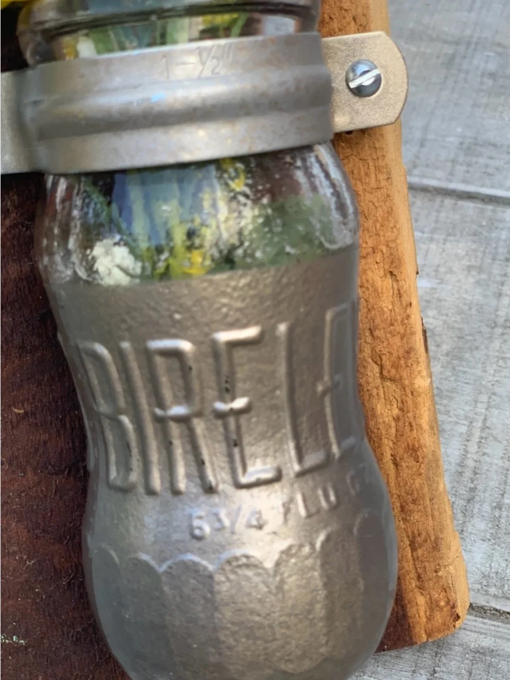 Vintage Bireleys Soda Bottle Wall Vase Rustic Live Edge Reclaimed Wood Sconce